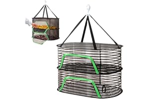 ZJILIXIA Hängendes Trockennetz Mit Reißverschluss,Trockennetz Kräuter,Mesh Trockennetz,Faltbar Kräutertrockner Mit Reißverschlüssen,Für Trocknen Von Samen Fisch Gemüse Obst Kräuter (Schwarz, 2-Lagiges)