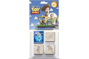 Multiprint Blister 3 Timbres Enfants Disney Toy Story 4, 100% Made in Italy, Tampons Enfants Personnalisés, en Bois et Caoutchouc Naturel, Encre Lavable Non Toxique, Idée Cadeau, Art.03776