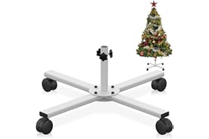 TONHUI Soporte para árbol de Navidad Artificial, Base de Repuesto para árbol de Navidad con Rueda Universal para árboles Artificiales de 90 a 180 cm, se Adapta a árboles de 1,2 a 2,2 cm, Color Blanco