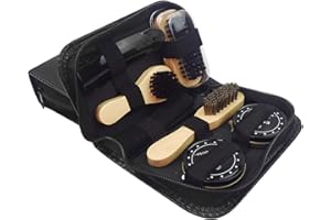 Jiakalamo Leather Boots Brush Polish Brushes Kit, 2022 Shoe Polishing Cleaning Tool with Wooden Handles With Case, Ideal for Garments, Boots, Car Seats, Bags, Sofas Care Supplies Accessories