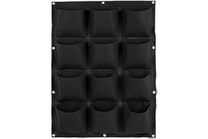 CAMELLIASS Hanging Planting Grow Bags, 12 Pockets Gardening Hanging Vertical Wall Planter Flower Planting Grow Bags For Yard Garden Home Decoration (Black, 12 Pockets)