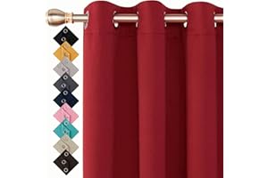 GENERIC Thermal Insulated Blackout Ring Top Eyelet Curtains for Bedroom Windows 66 x 72 Red 2 Panels (66”(167cm) wide x 72”(182cm) long, Red)