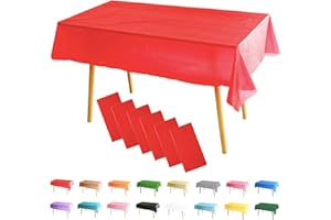 MOMAHUA 6 Pack Red Table Cloth Party Tablecloths, 137x274cm Rectangle Table Covers, Large Wipe Clean Plastic Tablecloth Party for Picnic, Baby Shower, Halloween Party, Christmas Table Décor