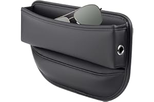 POMRONE Scatola portaoggetti per seggiolino Auto,Organizer per Auto in Pelle PU e scatole portaoggetti - Organizzatore Multifunzionale dello Spazio del Sedile Laterale per Il Telecomando delle Chiavi