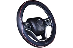 ISTN Cubierta de Volante de Cuero de Microfibra 38 cm para la mayoría de los Autos (Vino Rojo)