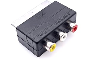 JZK Scart a 3 RCA Conectores Adaptador, Conector Scart Macho a 3 Conectores RCA Hembra con convertidor Entrada/Salida para PS4, TV, DVD, VCR