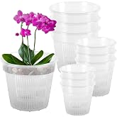 Dwitkul Set of 9 Transparent Plastic Orchid Planters, 11/14/16 cm with Drainage Hole and Aeration Holes, Ideal as Cachepots f