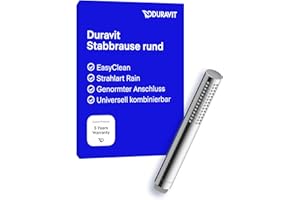 Duravit Universal Stabbrause, Duschkopf mit Strahlart Rain, Duschbrause rund, Handbrause mit reinigungsfreundlichen Silikonnoppen, Chrom