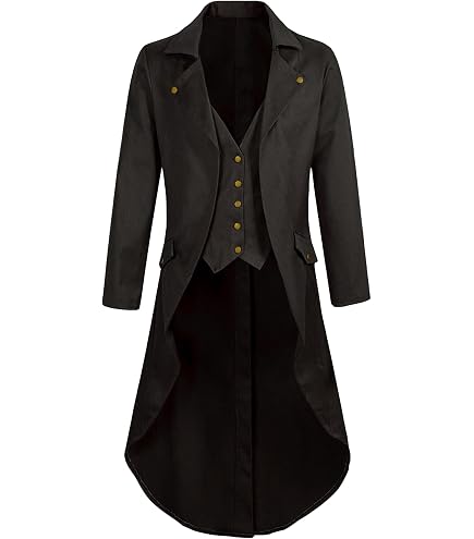 Veste Paillette Homme à Col Revers- Manteau Steampunk Queue de Pie