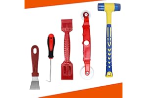 KARBAG 5PCS Window Glass Tool Kit, Window Glazing Tool Double-Head Rubber Hammer, Rubber Strip Shovel, Curved Shovel, Leather Strip Press Wheel, Gasket Hook, Multi-Functions Glazing Tools for Windows