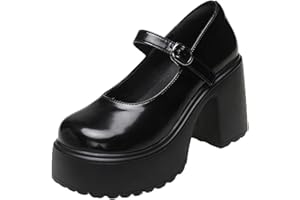 BKYWJTR6 Classic Fashion New Chunky Platform Mary Jane Shoes Women Patent Leather High Heels Pumps Woman Sweet Thick Heel Party Shoes Female