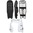 RMAX EVA and Cotton Cricket Batting Leg Guard Pad & Lower Body Protector Thigh Guard Full Size, Light Weight Batting Leg Guards/Thigh Senior/Men's/Teen's/Adult Size (BLACK + THIGH)