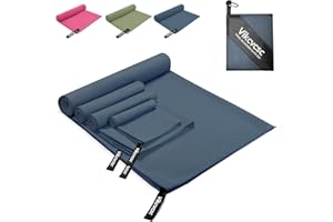 Vikcvcsc Asciugamani Microfibra Set di 4 Asciugamani Palestra,Telo Mare Microfibra Ultraleggero e Compatto,Asciugamano in Microfibra da Viaggio Sport Spiaggia(Blu Marino,160x80cm+2pcs 80x40cm+40x30cm)