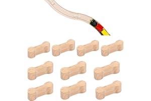 NHCDFA 10 Pcs Wooden Train Track Accessories,Wooden Railway,Wooden Train Track Essential Accessories,Wood Track Compatible with Most Major Wooden Railway Brands to Maintain Flexibility