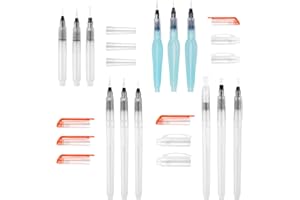 UTMACH 12 Pezzi Pennello con Serbatoio Acquerelli Set Acqua Pennello con Serbatoio Pennelli ad Acqua Brush Pen per Acquerello,Colorare per Artisti e Amanti Della Pittura