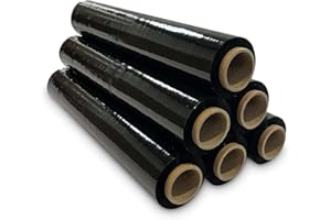 JeeJaan® 6 Rolls Black Pallet Wrap 400mm x 250m 20mu | Tear Resistant Stretch Film | Water & Moisture Proof Pallet Stretch Shrink Wrap | Multi-Use Strong Pallet Stretch Wrap