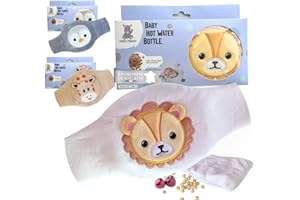 Hello Hippo - Bouillotte Noyaux de Cerise Bébé - Ceinture Chauffante Sèche Anti-Colique pour Nourrisson, Micro-Ondes ou Four, Hypoallergénique et Lavable (Lion)