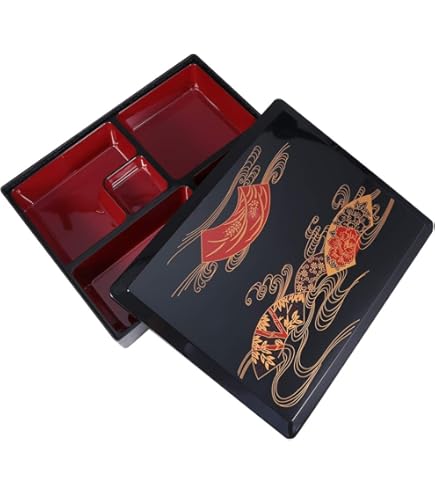 Jubako Bento Box Giapponese Tradizionale – Ventaglio Dorato – Set Portapranzo A Strati Per Picnic E Festa (21,3 Cm) - 2