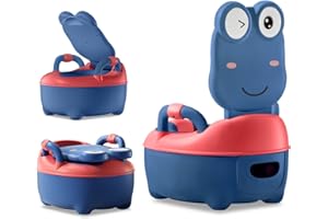 ‎ACXIN ACXIN Kinder Töpfchen Kindertoilette für Kleinkinder Toilettentrainer Kinder Toiletten Babytopf mit Spritzschutz&Armlehnen Toilettentrainer Cartoon Deckel (Normal Typ, Blau)