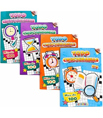 Pack 4 Revistas De Pasatiempos En Español | Sopas, Sudokus, Crucigramas Y Autodefinidos | Números 3 Al 6 | Diferentes Niveles