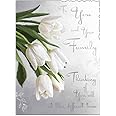 Sympathy Card - To You and Your Family - Special Finish - White Tulips Design - Illustrated Insert Leaf