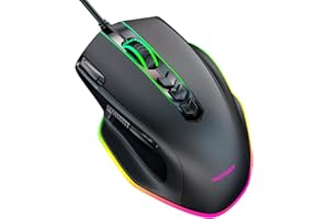 TECKNET Wired Gaming Mouse, 10000 DPI Adjustable RGB Gaming Mice with 11 Programmable Macro Buttons & Fire Button, 8 RGB Backlit, Laptop Gaming Mice, Ergonomic Gaming Mouse for PC Windows/Vista