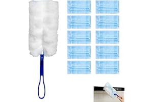 HBINGL Flash Dust Magnet, 10 PCS for Cleaning Disposable Dusting Refills, 1 Blue Extender Handle, Disposable Duster Heads, Hand Duster Refills, Microfiber Dusting Cloth For Cleaning Dust, Dirt