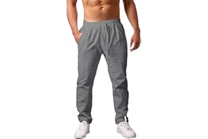 Voqeen Pantaloni Uomo Estivi Leggeri vestibilità Larga Casual Pantaloni con Tasche e Coulisse per Vacanze Tutti i Giorni