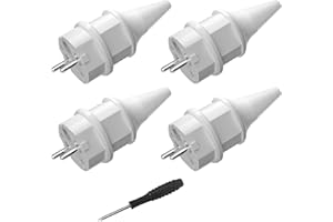 HITRENDS Wtyczka Schuko, wtyczka z zestykiem ochronnym z tulejką chroniącą przed zagięciem, wtyczka 250 V (16 A), odporna na zachlapanie i trwała, może być stosowana do kabli 6-16 mm, wtyczka z SEBS, IP44,