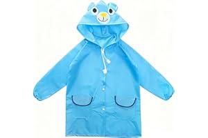 Horktrust Impermeable Enfant | Poncho Pluie Enfant | Combinaison Pluie Enfant 3-7 Ans | Imperméable à Capuche | Unisexe 80-130 cm | Pour École et Parc en Plein Air