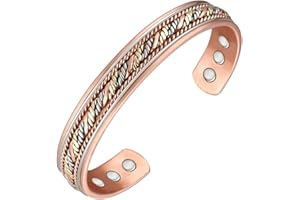 Vicmag Copper Magnetic Bracelet for Women Men 99.99% Solid Pure Copper Ultra Strength Magnets Adjustable Size with Gift Box (Woven Tricolour)