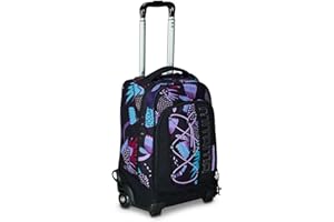 Mitama Trolley DR Scuola Purple Bloom,Con Mega Scomparto e Doppia Maniglia, Nero e Viola, Scuola Elementare e Tempo Libero, Bambina Ragazza