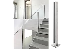 Cvter Poste de Barandilla de Vidrio Sin tapa con Ranuras: 90cm de Postes de Balaustrada de Vidrio de Acero Inoxidable Plateado para Cubiertas, Escalones, Balcón, Piscina, Jardín, Escaleras