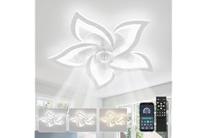 ‎YUNLONG YUNLONG Deckenventilator mit Beleuchtung und Fernbedienung Leise Weiß Deckenlampe mit Ventilator Reversible DC Motor Dimmbar Ventilator Lampe Decke mit 6 Geschwindigkeiten Sommer Winterbetrieb