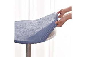 Morbuy Impermeables Mantel de Elástica Ajustable Redondo, Nórdico Hoja Manteles de Plástico con Bordes Cubierta de Mesa Corte Entallado para Cocina Comedor Fiesta Cafetería Jardín (90cm,Azul)