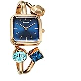 Sonata Aura 2.0 Quartz Blue Dial Rose Gold Stainless Steel Strap Analog Watch for Women - 87097WM01W: 