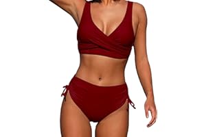 riou Bikinis Mujer 2024 Push Up Elegante Patchwork Traje de baño Acolchado Bra Tops y Braguitas Cintura Alta Basic Tankinis BañAdores Beachwear Vacaciones SPA