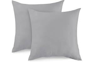 TOCOMOA Zestaw 2 poszewek na poduszkę 40 x 40 cm, 100% bawełna, z zamkiem błyskawicznym, super miękka i oddychająca poszewka na poduszkę, kolor srebrnoszary