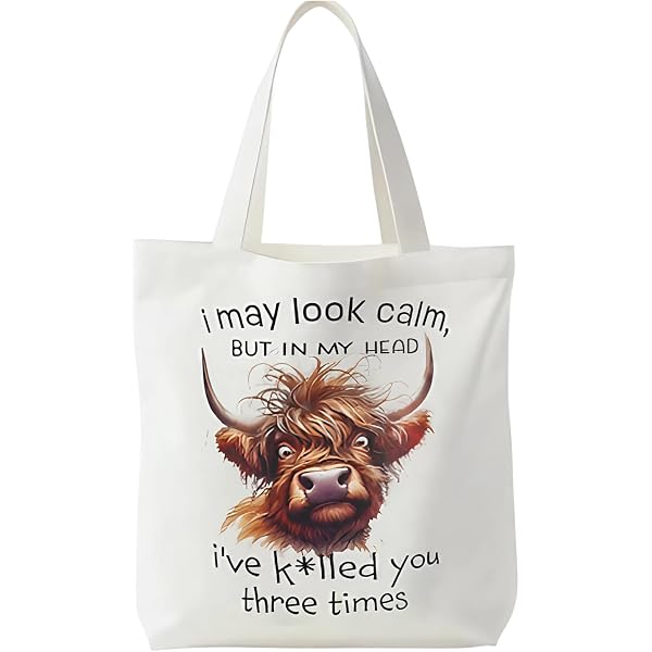Puckator Highland Cow Foldable Reusable Shopping Bag - 33x40cm, Laminated Polypropylene, UK Design - View #2