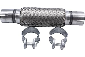 YUCHENSHLP Universal Flexible Exhaust Pipe 50.7 x 200/318mm Clamp-on Flexi Tube Joint Flexible Pipe