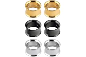 Longbeauty 3 paia di dilatatori a tunnel per orecchio, in acciaio inox, vari colori a scelta