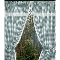 grau-weiß karierte Küchengardine 2 Schals mit Klöppelspitze