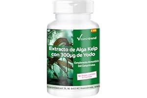 Kelp 300mcg – Yodo de algas Kelp – 360 comprimidos para ¡1 AÑO! – Suplemento de yodo natural | Vitamintrend®