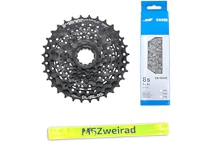 MSZweirad Shimano CS-HG31 Kit d'usure 8 vitesses + chaîne CNHG40 graduation au choix entre 11-30 | 11-32 | 11-34 avec bande réfléchissante
