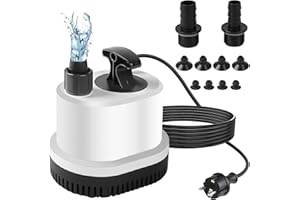 EXLECO Mini Bomba de Agua Sumergible Bomba Aguas Sucias Max.1500L/H 25W 220-240V Bomba de Estanque Ultra Silenciosa Bomaba Acuario Pequeño Bomaba Fuente con 1,6M Cable 3 Boquillas para Jardín Etanques