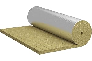 FUTURAZeta ® - Feltro di Lana di Roccia Rivestito in Alluminio, Isolamento Alte Temperature, Materassino Ignifugo per Canna Fumaria, Forno, Caminetto, 1 Metro, Spessore 25 mm