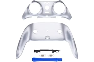 eXtremeRate Top Bottom Decorative Trim Shell for P S 5 Edge Controller DIY Replacement Front Back Clip Shell, Custom Chrome Silver Plate Cover Compatible with P S 5 Edge Controller