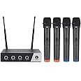 XTUGA S400 Wireless Microphone System, 4-Channel UHF Cordless Mic Set With Four Handheld Mics, Fixed Frequency, Long Range 260ft, Ideal for Church,Karaoke,Weddings, Events