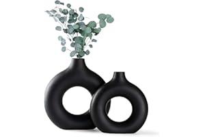 CEMABT Vases pour Herbe de la Pampa, Vase créatif, décoration d'intérieur Moderne, Vase Fait à la Main, Noir Mat, céramique, Fleurs séchées, décoration de Maison, Ensemble de vases