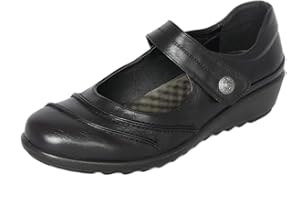 Cushion Walk EEE Chaussures Mary Jane légères en similicuir noir avec talon compensé bas pour le travail, le bureau, les infirmières et les infirmières